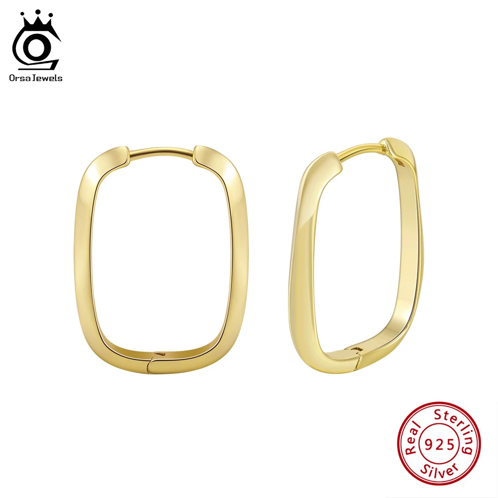 

ORSA JEWELS High-quality Soild 925 Sterling Silver Fashion Hoop Earrings for Women Wedding Party Versatile Daily Jewelry GAE11