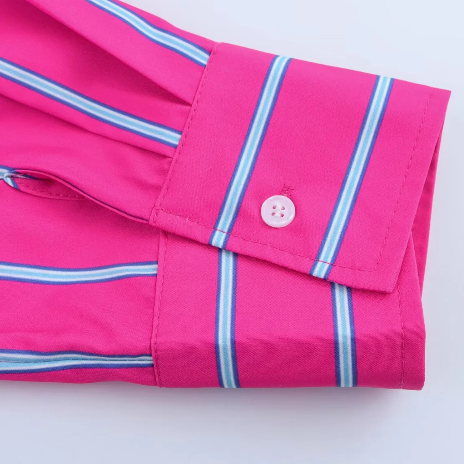 2025 Myst & Za verão nova camisa listrada gola POLO bolsa decoração solta casual deslocamento manga comprida top