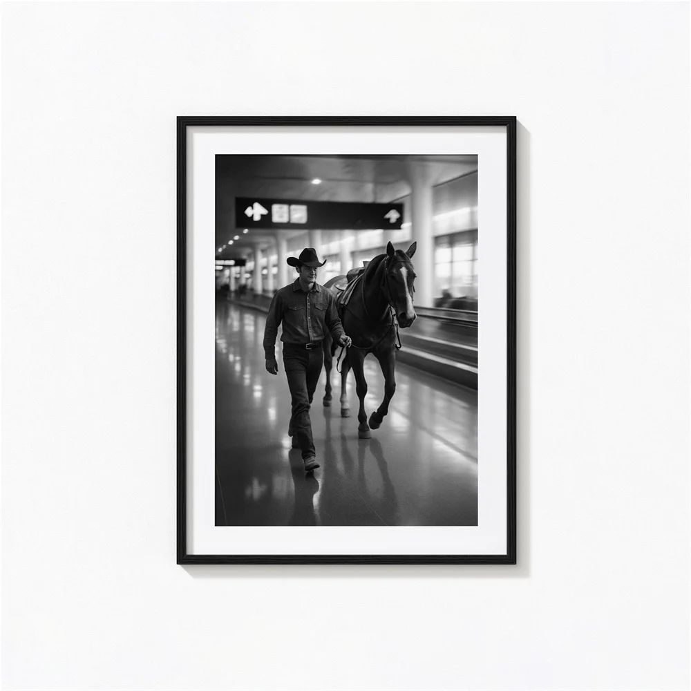 Western Black and White Retro Images, Coffee Break, Cowboy Prints, Subway Cowboy Picture Home Decor Canvas Paintings