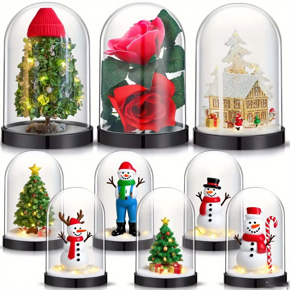 10*6,5 cm Acryl Klar Display Stand Abdeckung für Weihnachten Schneemann Dekorative Ornamente Und Terrarium Flasche Staub Abdeckung