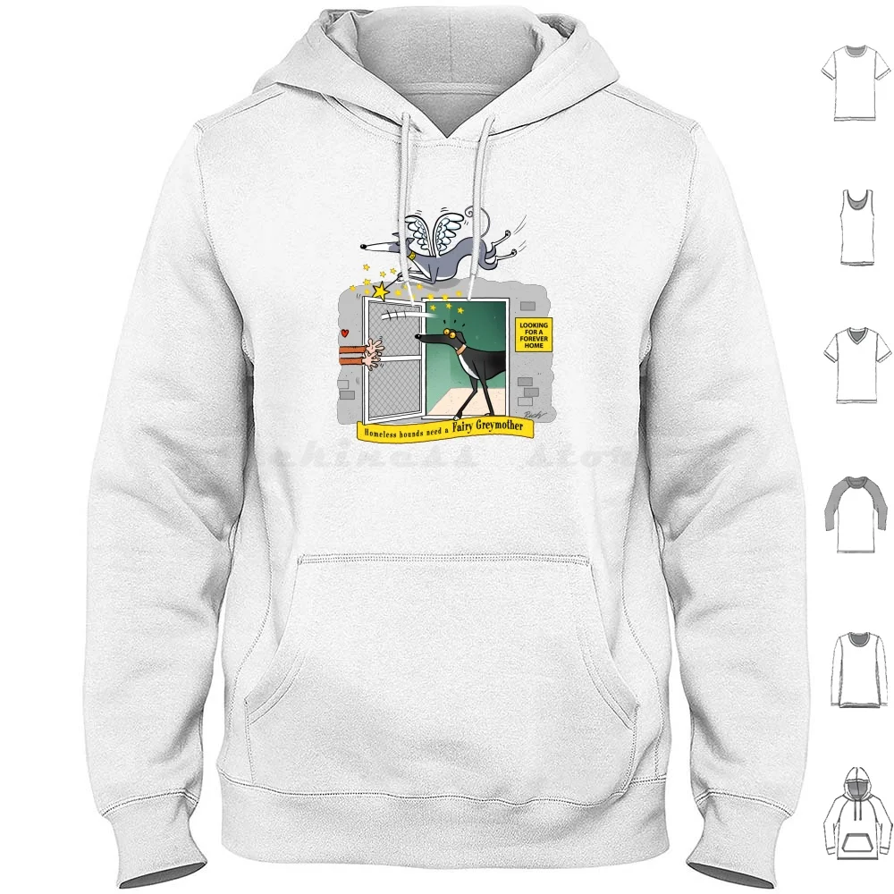 The Fairy Greymother & The Kennel ( 50% Of Profits Go To The Greyhound Trust ) Hoodie Cotton Long Sleeve Greyhound Fairy Rich