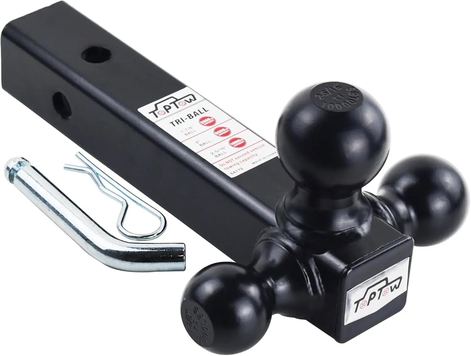 

Tri-Ball Trailer Hitch Mount with 1-7/8", 2", 2-5/16" Tow Balls for 2-Inch Receivers
