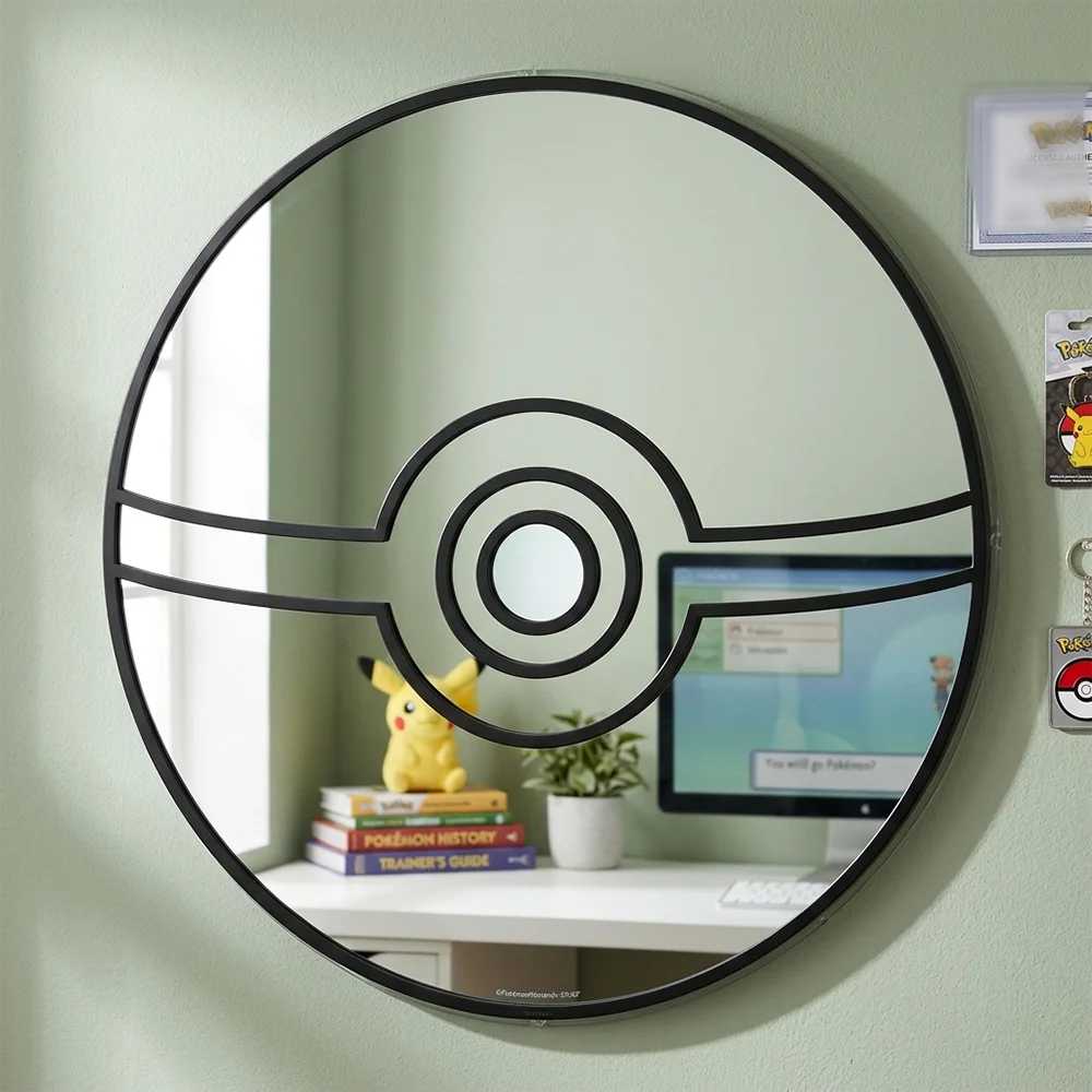 

Pokeball Anime Mirror | Cute Pokemon Themed Wall Decor for Bedroom & Gaming Room, Unique Gift for Fans,Stylish Home Accent