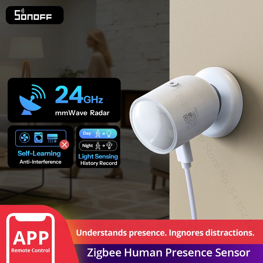 SONOFF SNZB-06P24 Sense Guard Presence Core 24G Zigbee Human Presence Sensor 24GHz MMWave Radar Via Matter Works With Apple Home