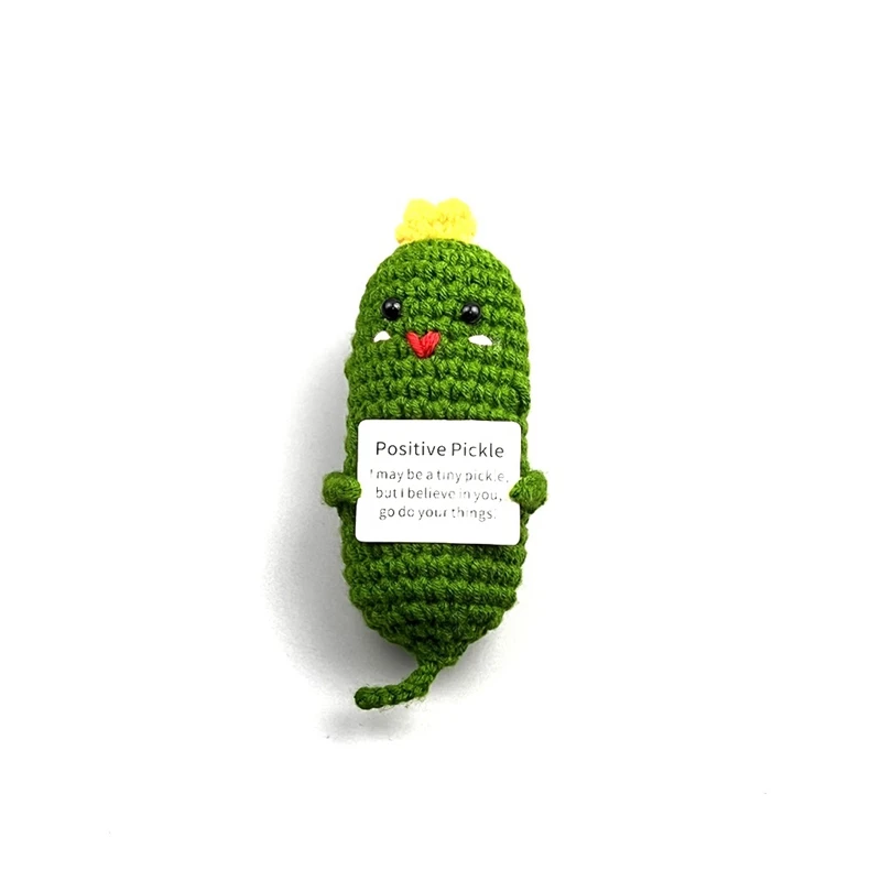 3Pcs Premium Quality Parts Kit Mini Handmade Crocheted Cucumber Dolls Delightful Wool Knitted With Positive Affirmation Card