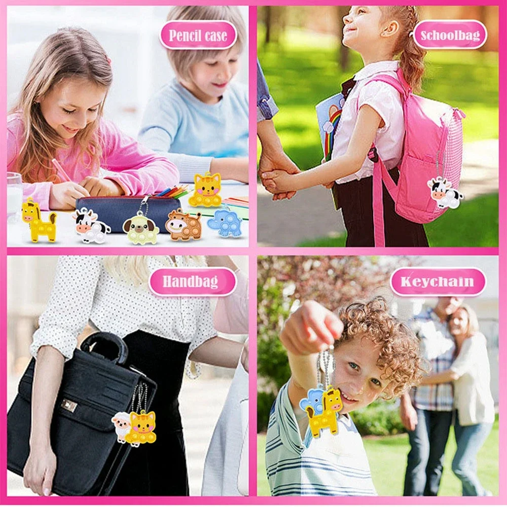 6/7/21개입 어린이 및 성인용 새로운 동물 모양 양 고양이 개 팝잇 장난감 푸시 버블 팝퍼 감각 스트레스 해소 장난감 파티 선물