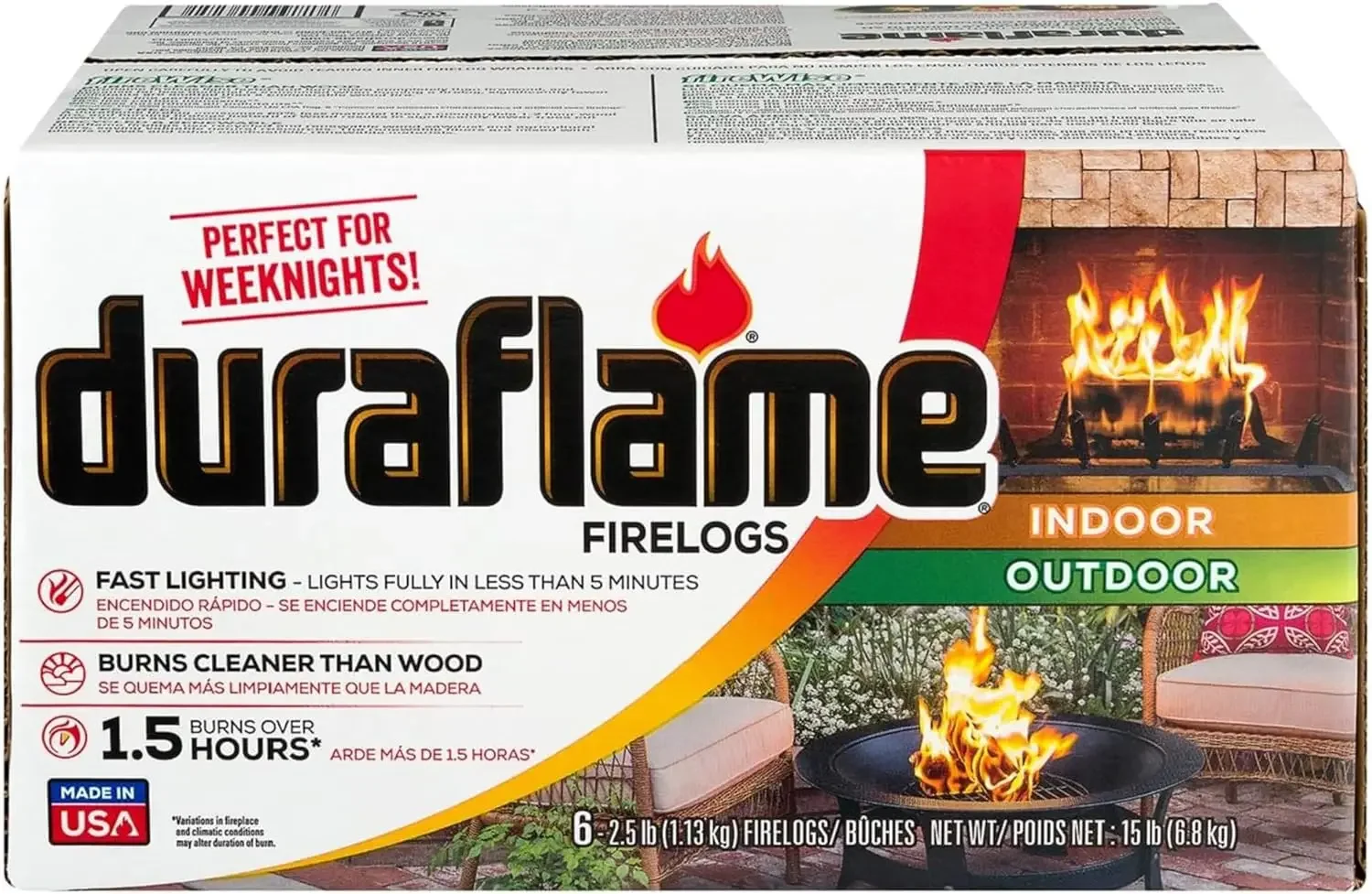 2.5 Pound 3 Hour Long Burn Time Indoor and Outdoor Quick Light Fire Log for Camping, Bonfires, and Fireplaces (12 Pack)