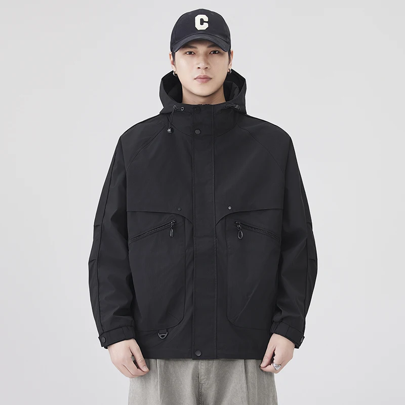 

Men Outdoor Fashion Loose Casual Techwear Sport Hooded Cargo Jacket Cityboy Spring Autumn Coat Varsity Jacket Outerwear
