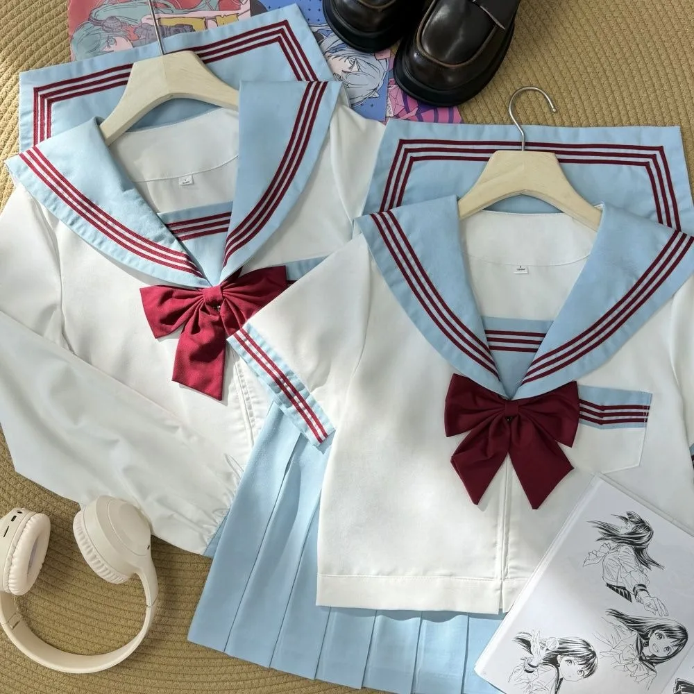Jk Uniform Three-color Basic Sailor Suit Long and Short Sleeves Japanese Jk Campus Uniform Suit  Anime Cosplay Sailor Uniform