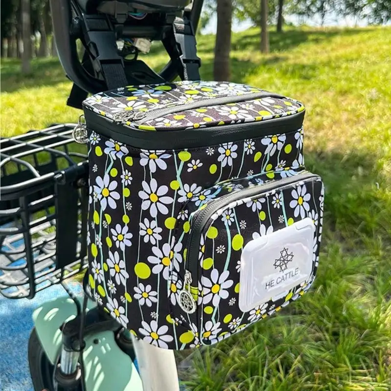 Universal Bike Front Bag With Multiple Pockets Waterproof Electric Bicycles Storage Bag For Phone And Essentials