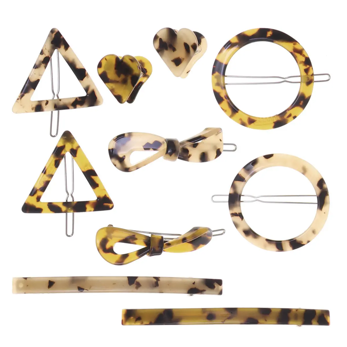 

Набор из 10 заколок для волос с леопардовым принтом, полые геометрические заколки-бантики из смолы, элегантные аксессуары для девочек и женщин, отличный подарок