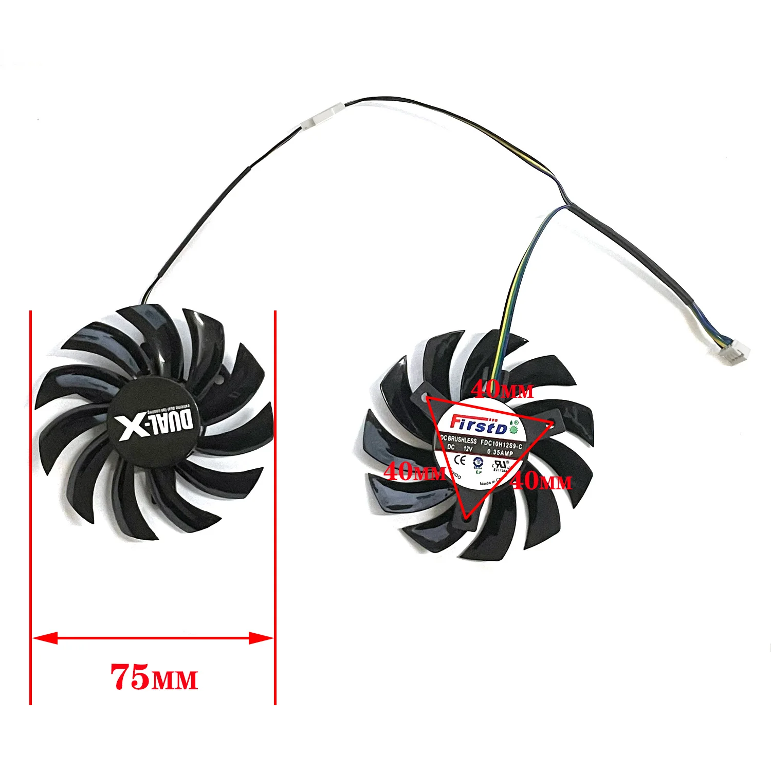 FD7010H12S FDC10H12S9-C 4Pin 75mm For Sapphire R9 270 HD 7870 Dual X-Fan GTX 550 750 770 Ti Asus GTX760 Graphics Cooling