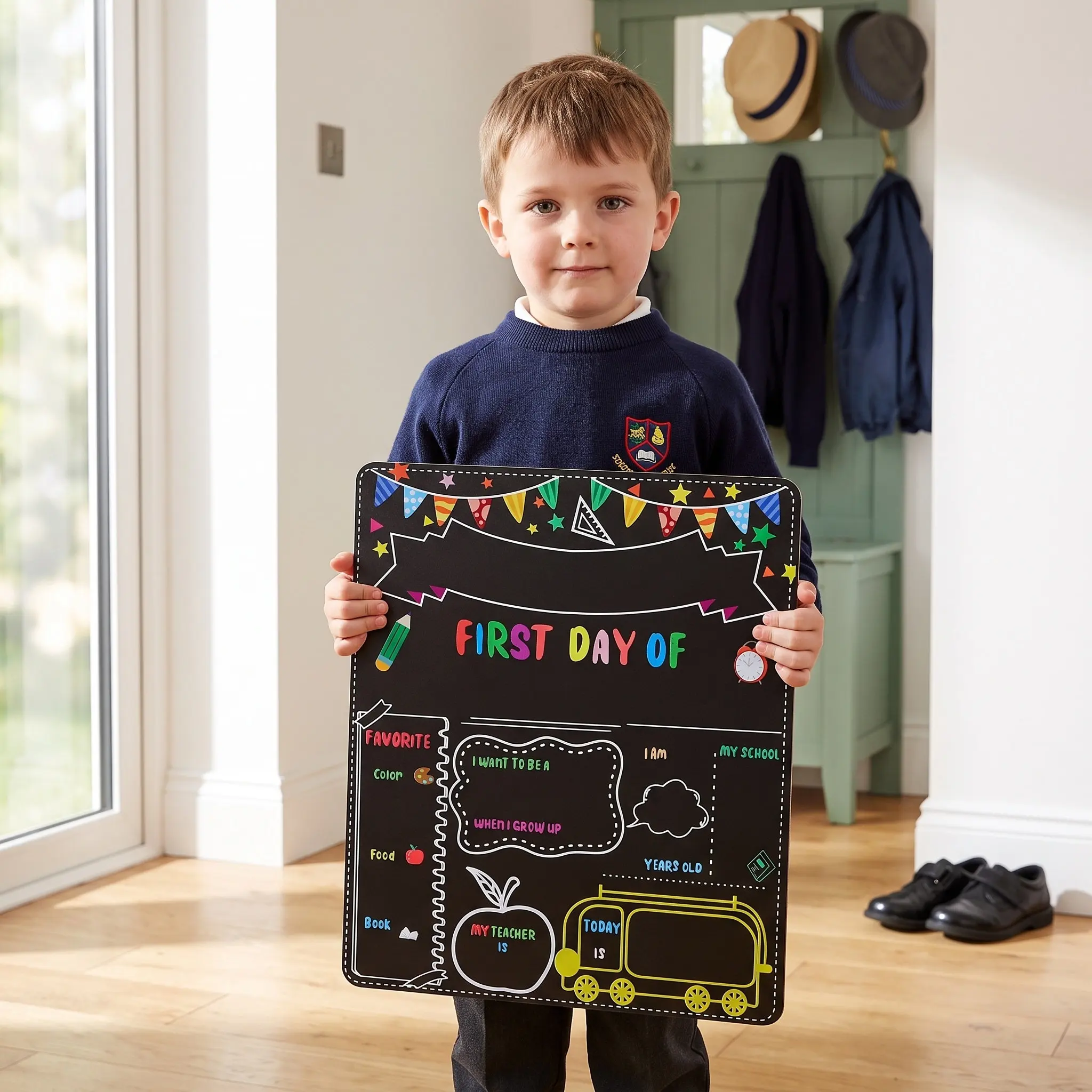 Back to School Kid Double-Sided Blackboard Classroom Decor Chalkboard Sign Day Board Black Board Spring Blackboard