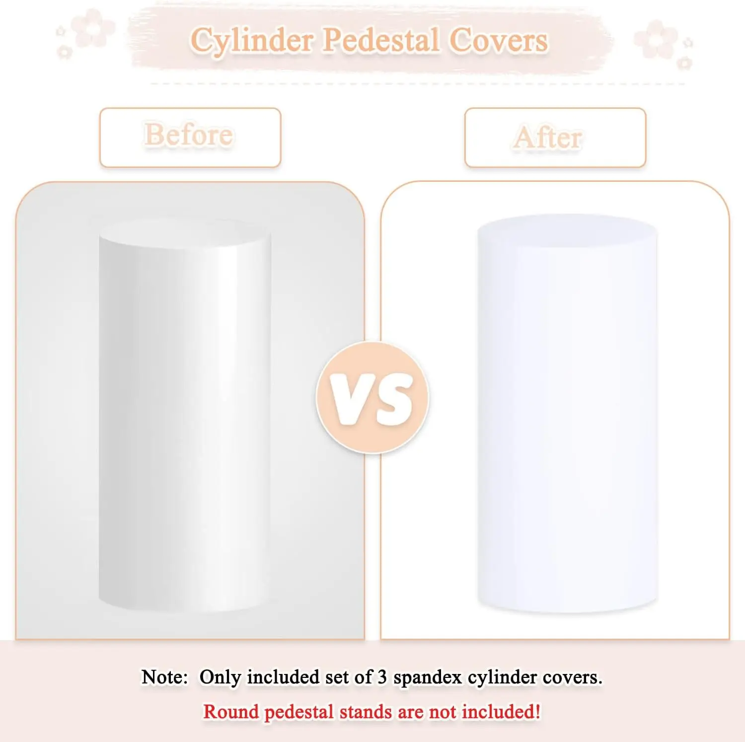 3 قطعة اسطوانة دنة حامل يغطي ل اسطوانة الركيزة يغطي طيدة حامل عمود غطاء لعيد ميلاد حفل زفاف الدعائم ديكور