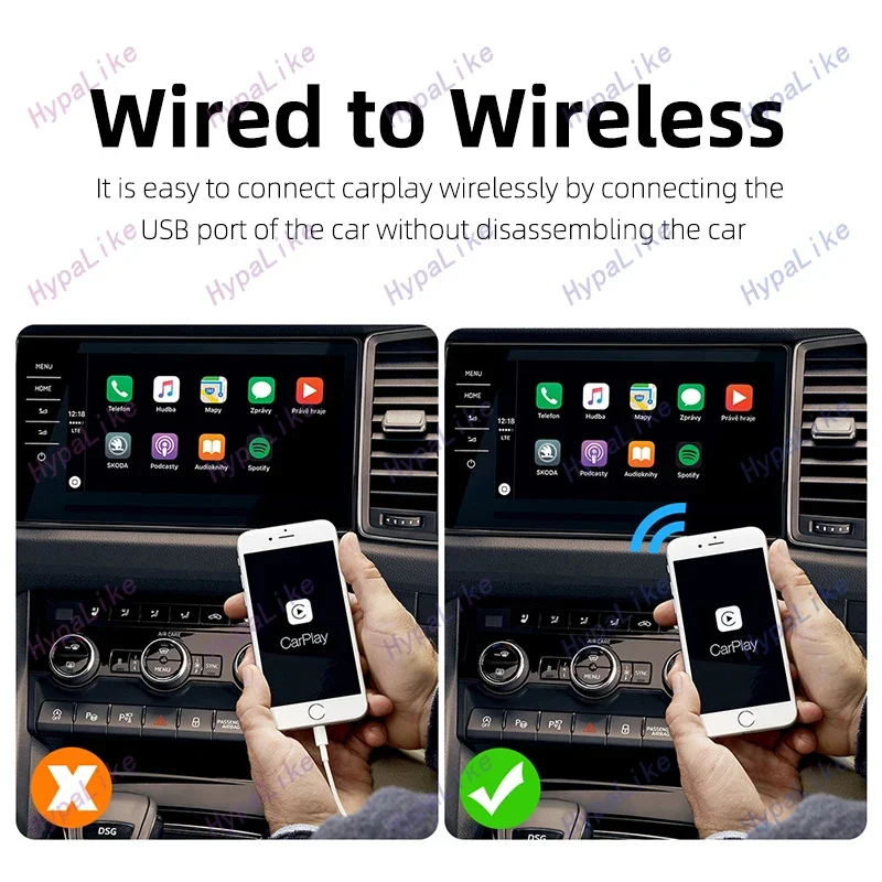 Przewodowy do bezprzewodowego Carplay Android Auto Car AI Box do Apple Carplay Adapter bezprzewodowy USB typu C Dongle Plug and Play Play Playaibox