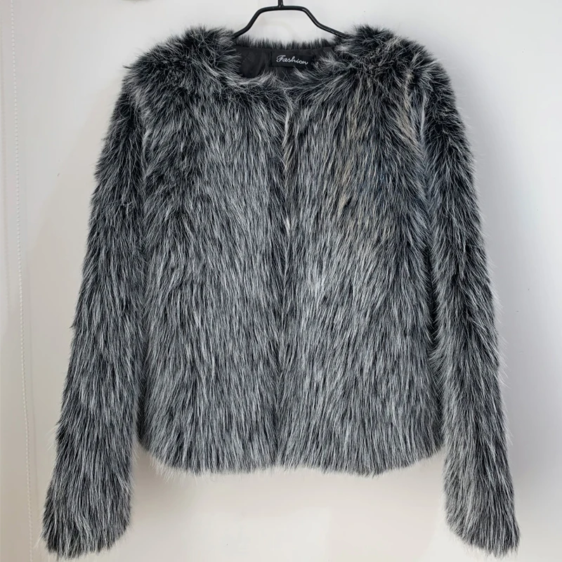 

Soft Faux Fur Coat For Women 2025 Fashion O Neck Women's Winter Coat Outerwears Solid Black Fur Jacket
