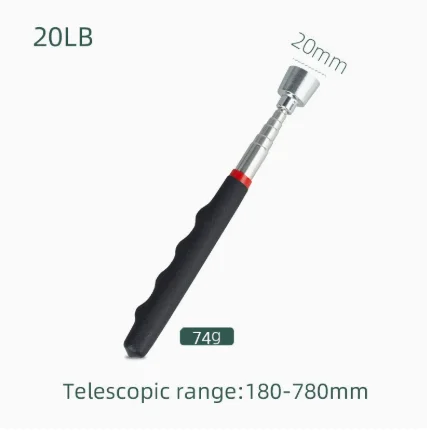 Telescopic Magnetic Pickup Device Iron-Sucking Rod Auto Repair Tool with Square round Mirror Flashlight Head for Home Repair