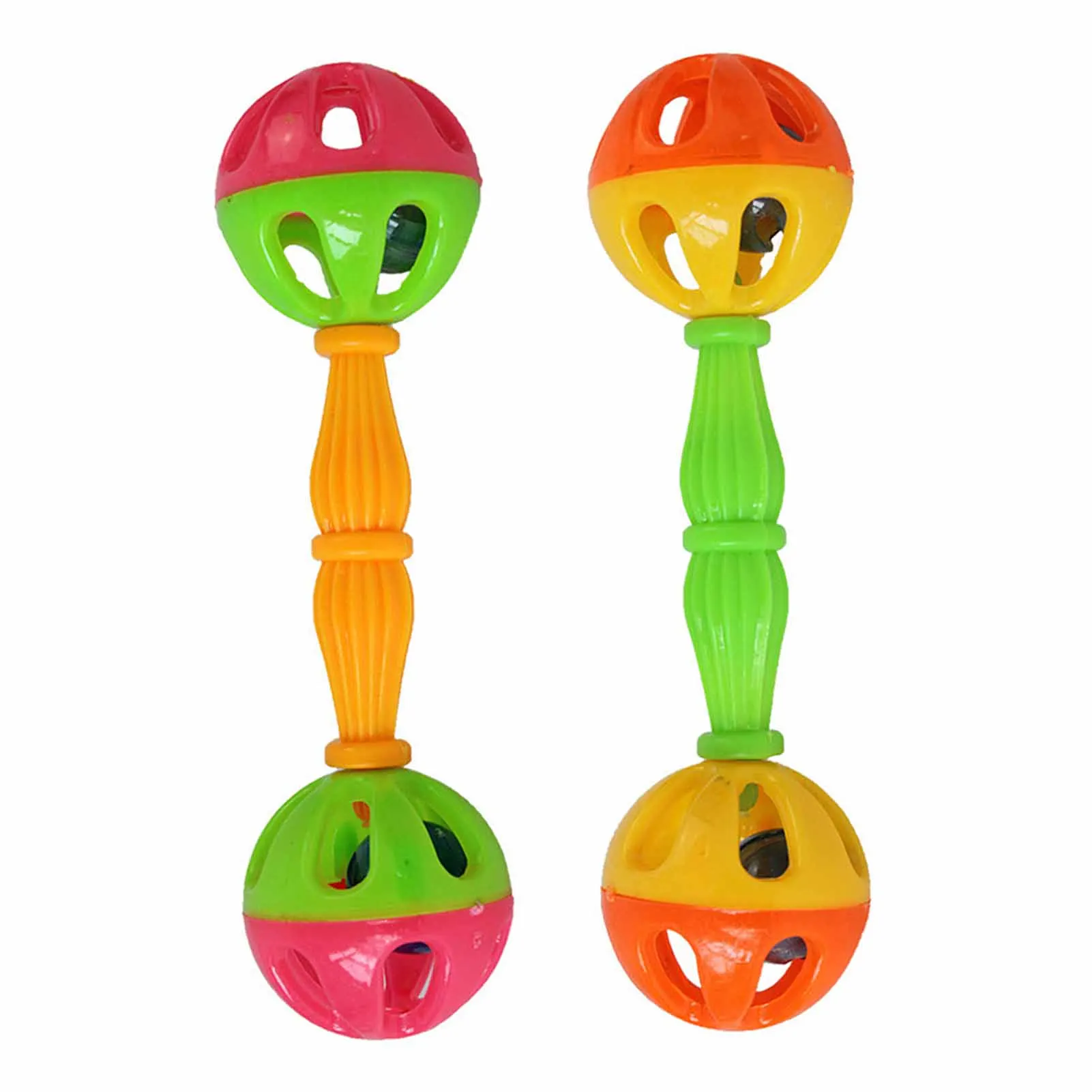 لعبة خشخيشة بلاستيكية للأطفال 2 في 1 شاكر جرس مزدوج الرأس لحديثي الولادة 0-6 أشهر التعلم المبكر التنمية الحسية آمنة ومتينة #1