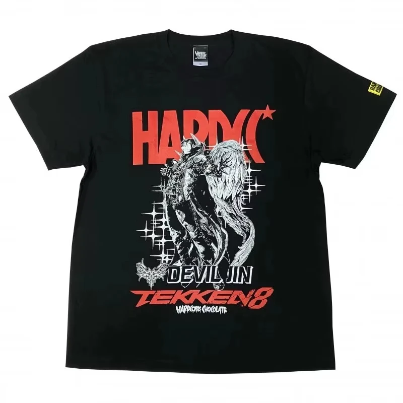 Men Devil Jin Tekken 8 Collab Tshirt Hardcore Chocolate Punk Streetwear Fighting Game Cotton Gamer Short Sleeve Tee