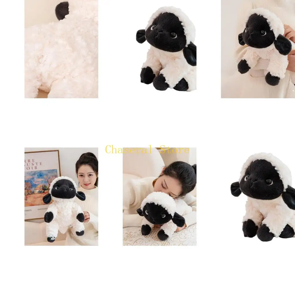 

E7CE Lying Position Lamb Plush Toy Doll Soft Stuffed Animal Toy for Children Hugging Comforting New Year Present Supply