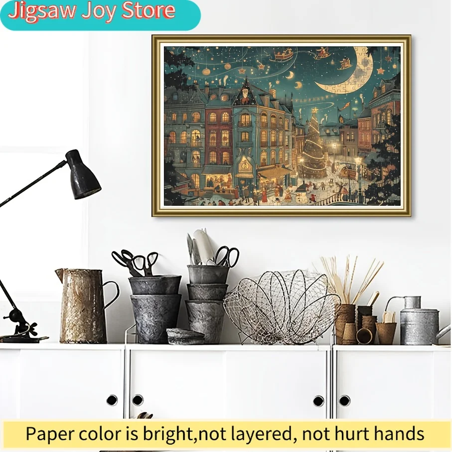 1 กล่อง () ชิ้นส่วนปริศนากระดาษขนาดเล็กที่เข้ากันได้อย่างสมบูรณ์แบบสำหรับผู้ใหญ่ - เกมไพ่พกพาแบบการ์ดชื่อ “ถนนคริสต์มาส” สำหรับงานปาร์ตี้