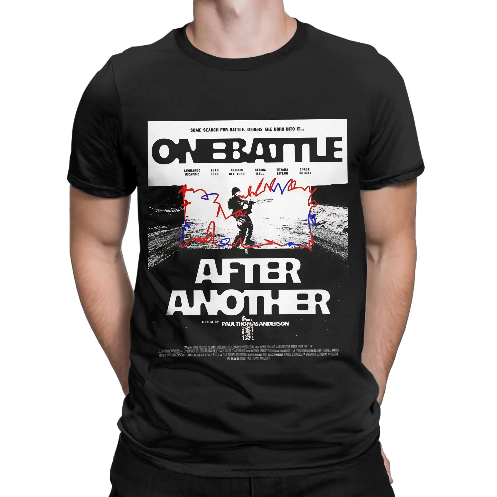 One Battle After Another black Graphic 100% Cotton T-Shirt One Battle After Another Tops Tees For Men