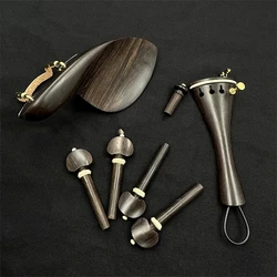 1 set High quality 4/4 violin Natural ebony wood accessories parts fittings,Tailpiece+Tuning pegs+Endpins+Chin rest/Chin Holder