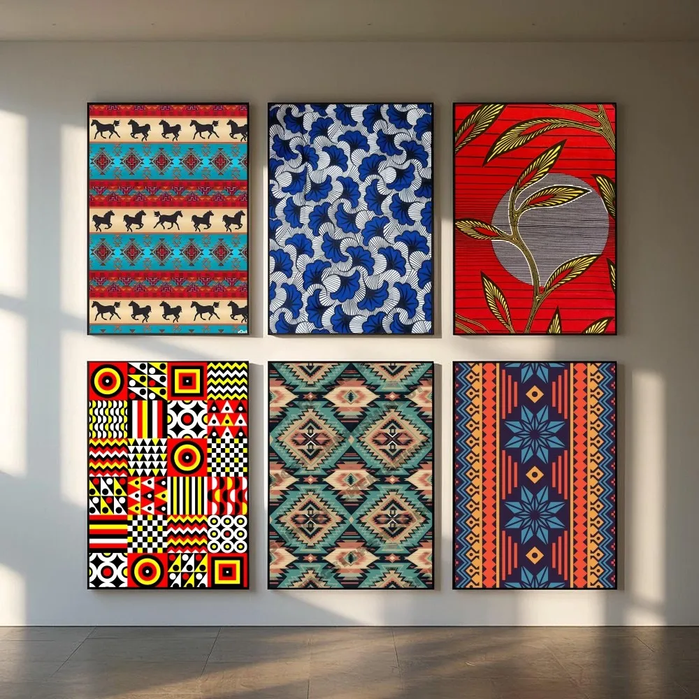 African Classic Fabric Kente Cloth Poster HD art sticky wall waterproof home living room bedroom bar aesthetic decoration