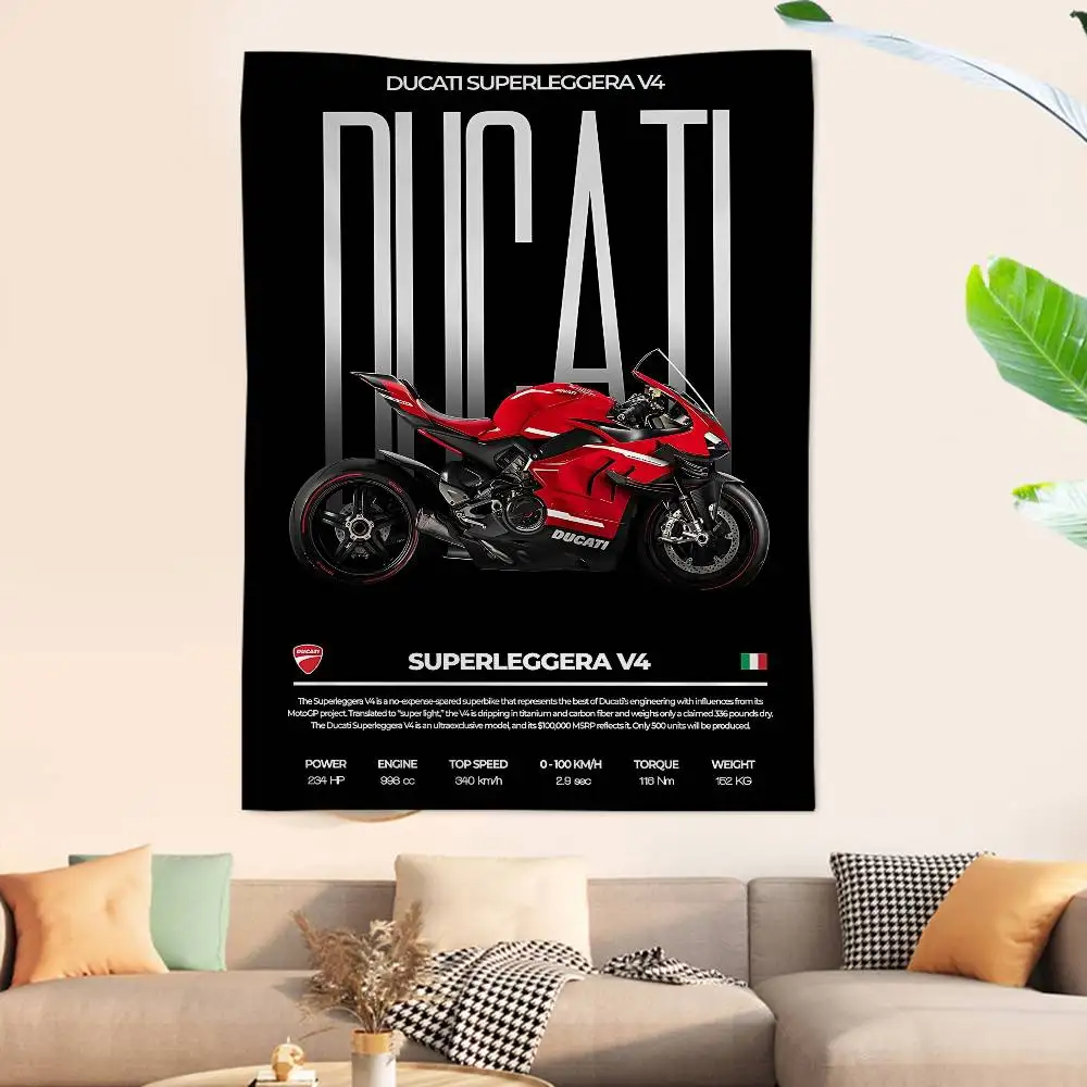 D-Ducaties Racing Motorcycle Colorful Tapestry Wall Hanging Bohemian Wall Tapestries Mandala Wall Hanging Sheets