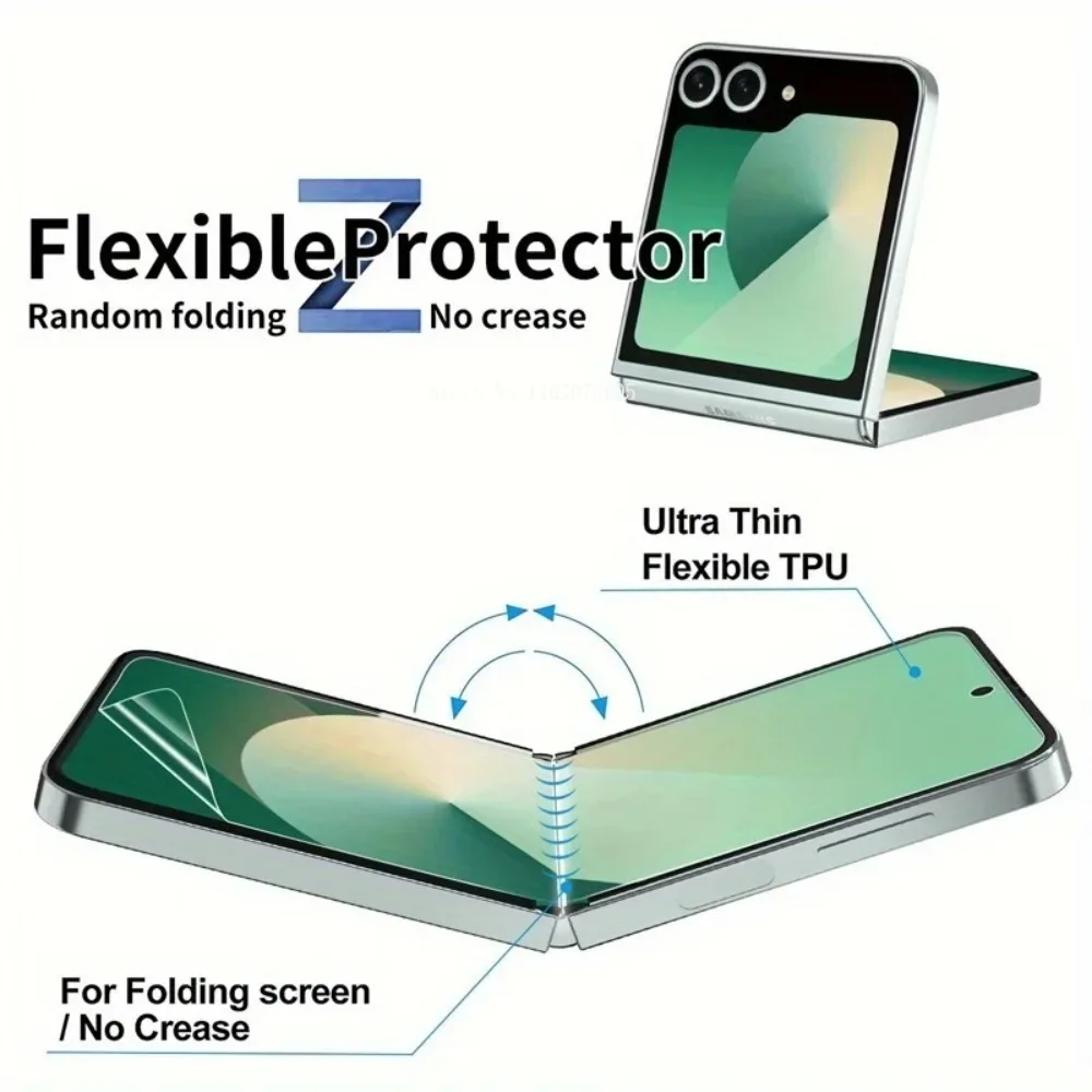 6-in-1-Front-Hydrogelfolie mit Außenglas + 2 Linsenfolie, geeignet für Samsung Galaxy Flip 3/Flip 4/Flip 5/Flip 6/Flip 7 FE