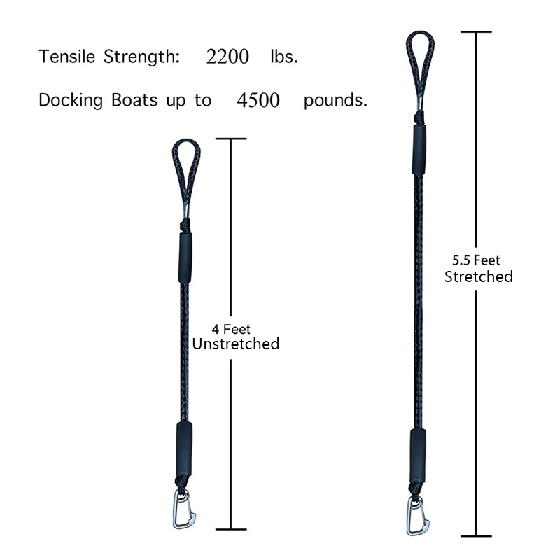 Corde d'amarrage multicolore S6 lignes élastiques, cordons marins, attaches de choc, kayak, motomarine, jet ski, ponton, canoë, bateau à moteur, accessoires