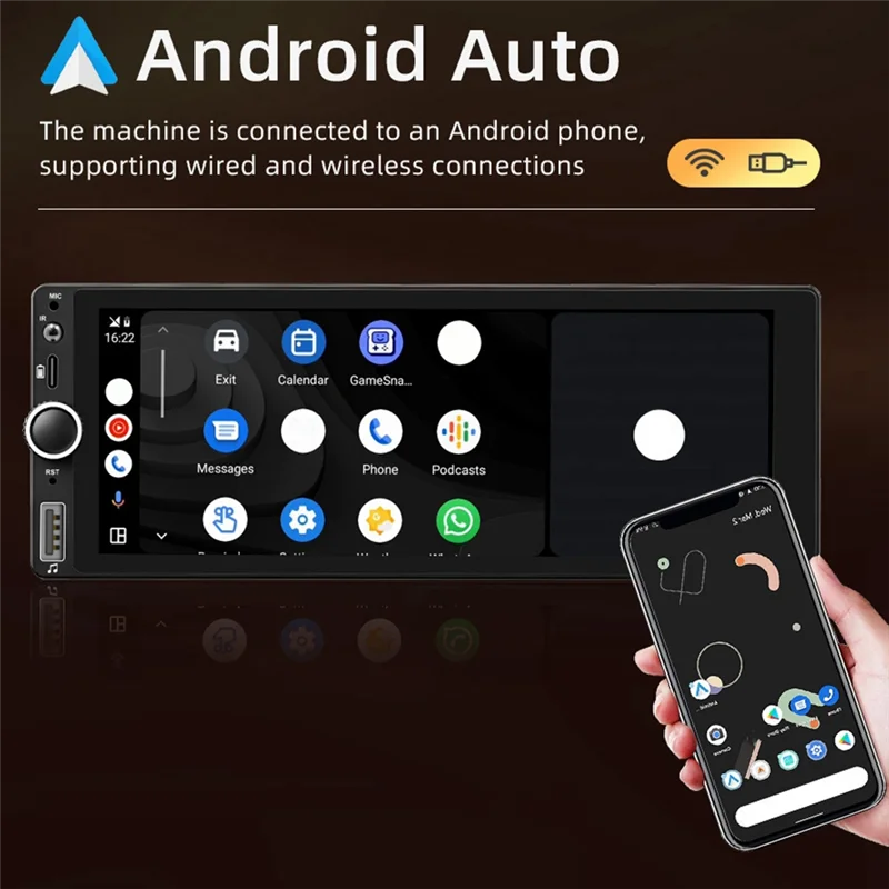 

B37B-Car 6.86 Inch 1 Din MP5 Player With Bluetooth And Portable Screen Navigation For Wireless Carplay And Android Auto, 2+32G