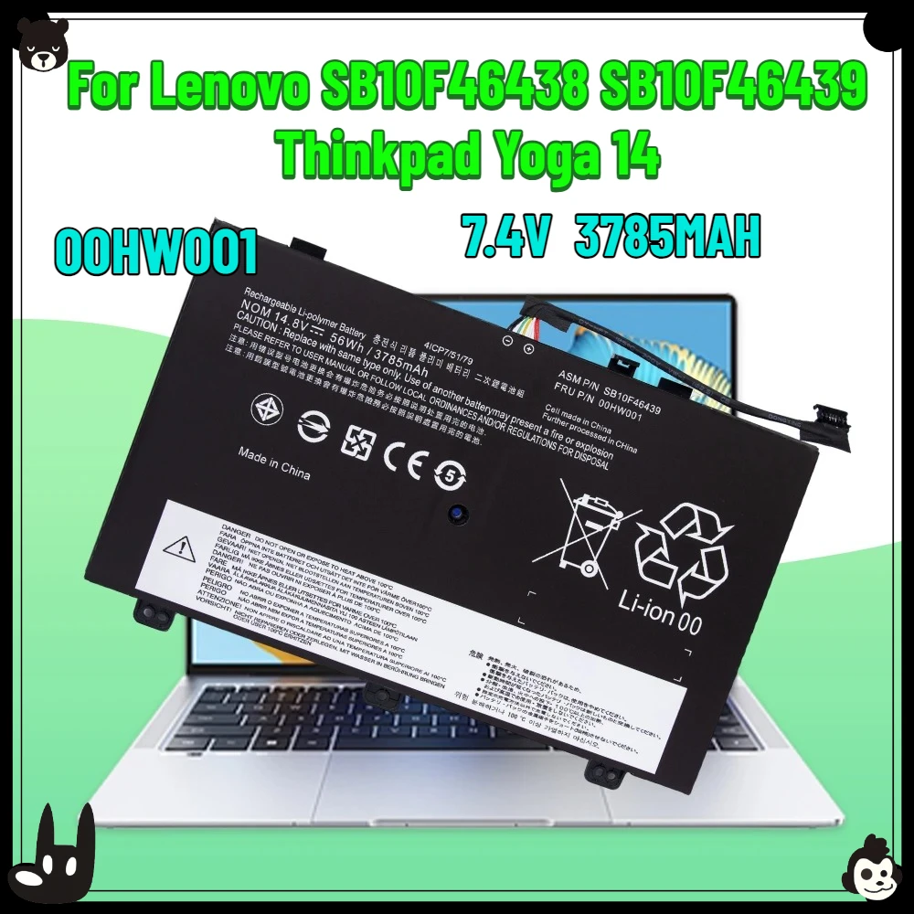 00HW001 00HW000 بطارية الكمبيوتر المحمول ل TSB10F46438 SB10F46439 ثينك باد يوجا 14 سلسلة دفتر