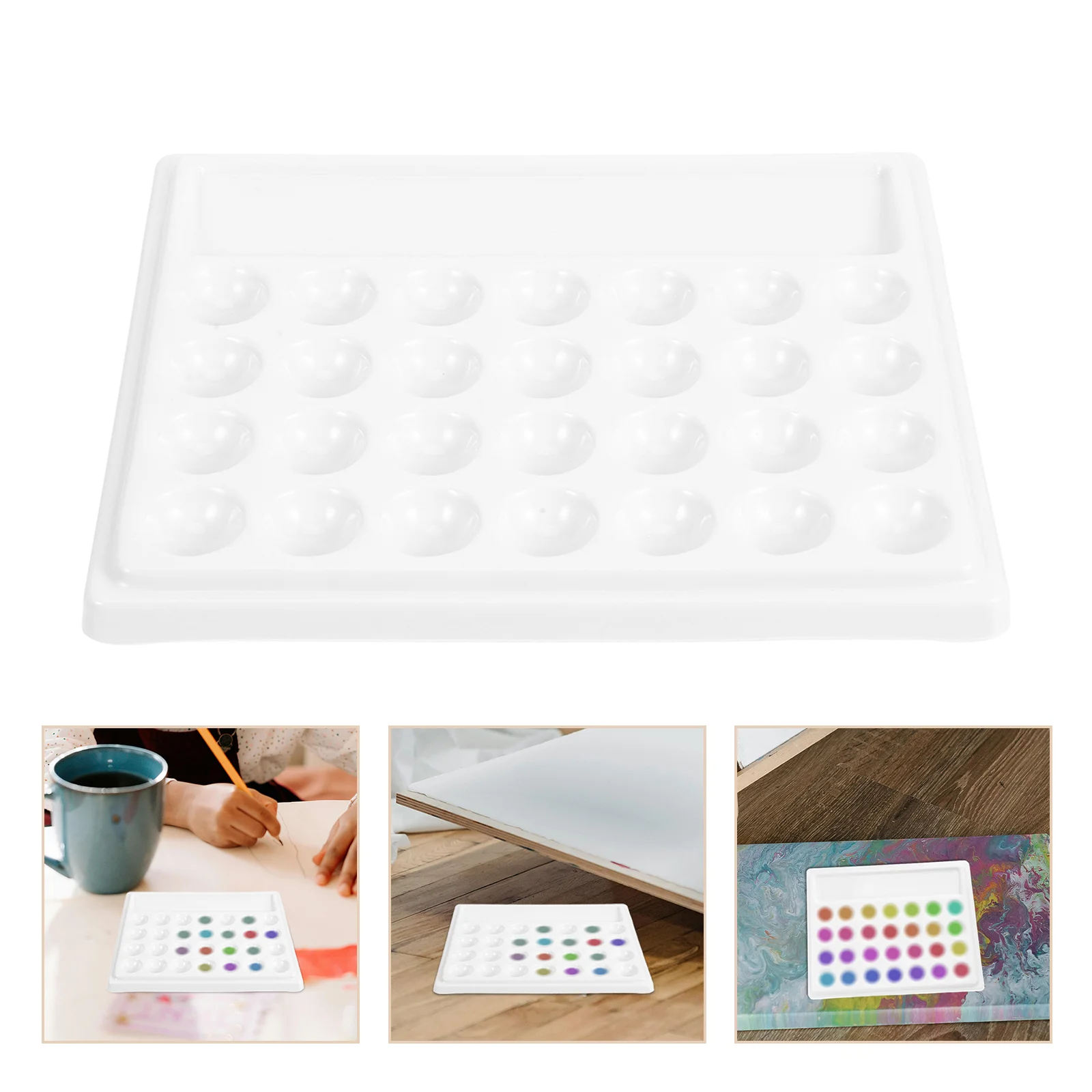 

Artist Paint Tray Multi Hole Color Pallet Palette White Spray Oil Watercolor Pigment Plate Rectangle Anti-Ceramic