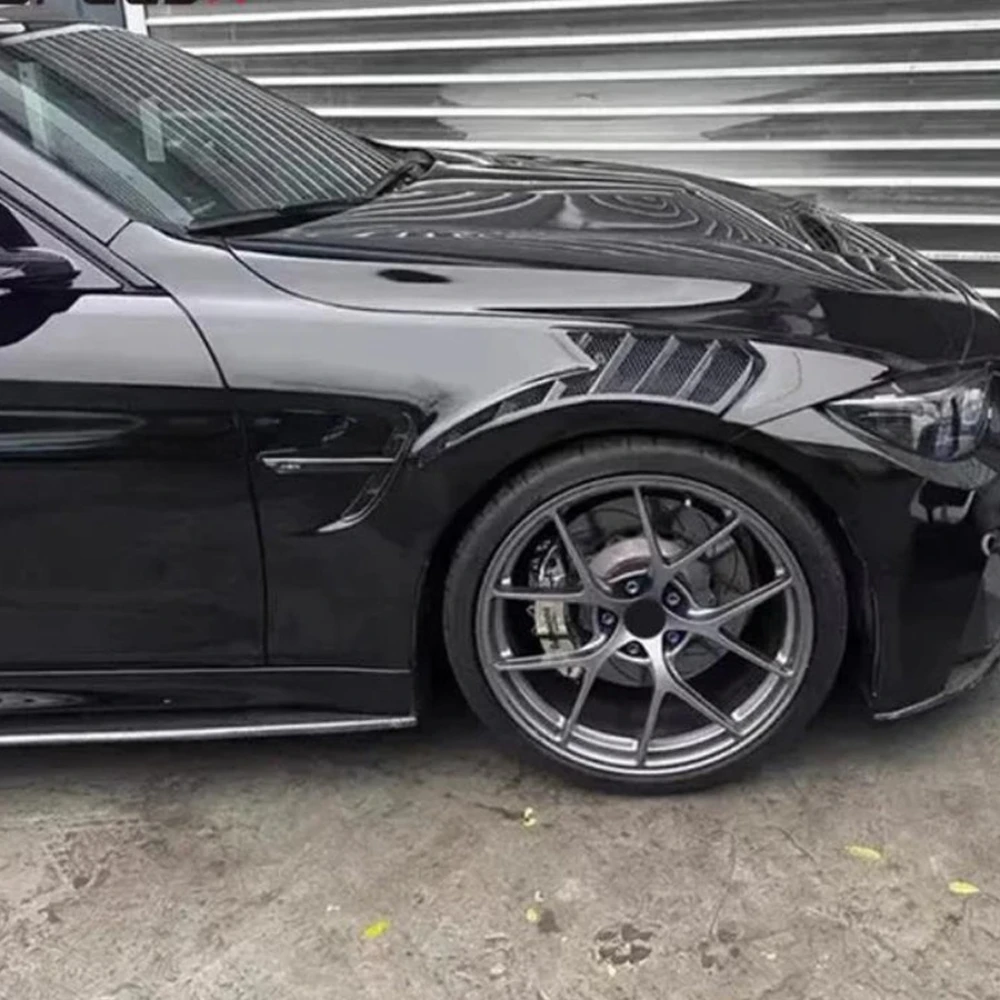 For BMW F30 3 Series GT4ADL Style Carbon Front Bumper Fender Pair With Emblems