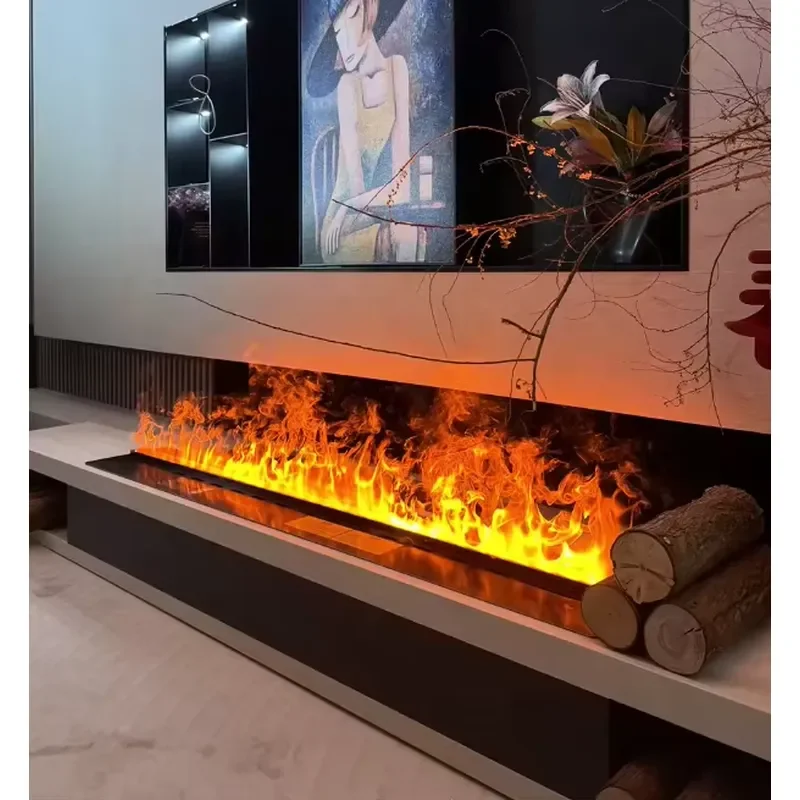 Electric Fireplace Heater with Humidifier Metal Flame Effect for Home Hotel Living Room Bedroom Winter Warmth Decor Gift