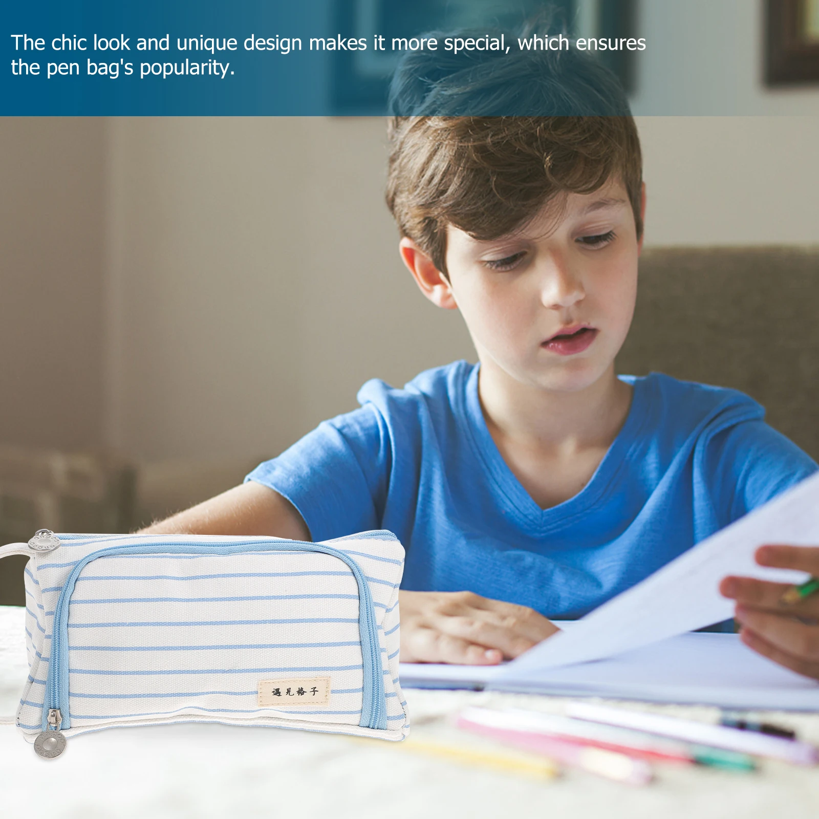 Large Capacity Pencil Case Bag Canvas Pouch Portable Handheld Student Stationery