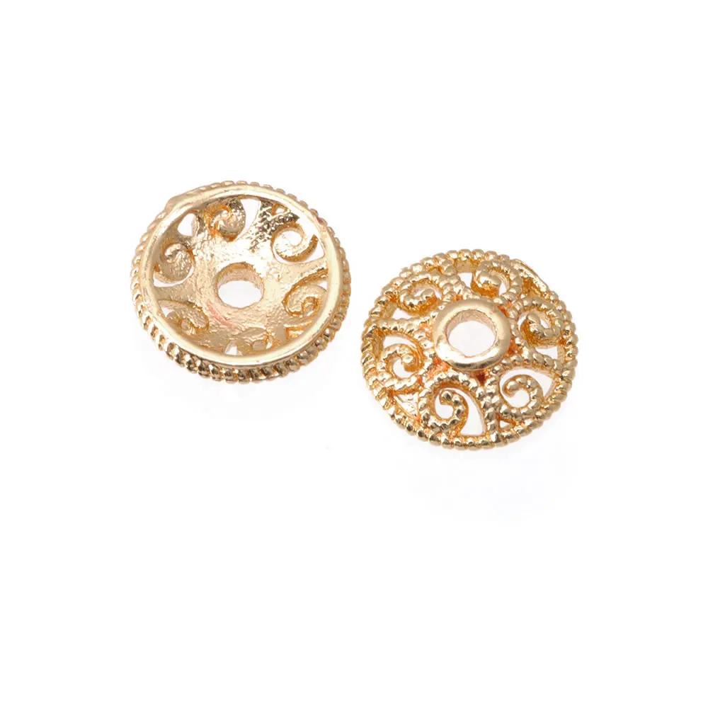 قبعات نحاسية مستديرة ، إكسسوارات مجوهرات ذاتية الصنع ، متجر ، 6 حبات من الذهب الوردي بقطر 8K ، 18 لون ، جودة عالية