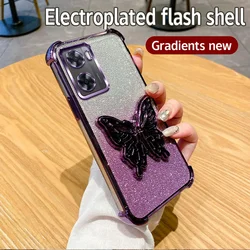 Glitter Shockproof Plating 3D Butterfly Holder Phone Case for VIVO Y200 Y78 Y38 Y28 Y18 E S 4G 5G Y02S  TPU Protector Cover