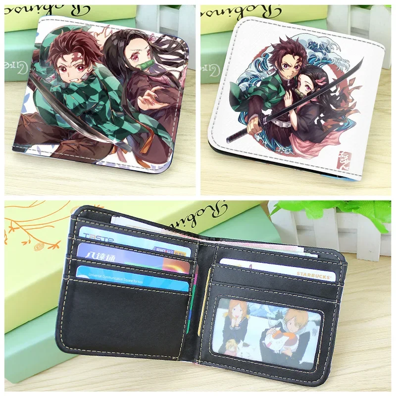 Demon Slayer Wallets Anime Figure Peripheral Tanjirou Zenitsu Nezuko Shinobu Coin Purse Kimetsu No Yaiba Zipper Money Clip Bag