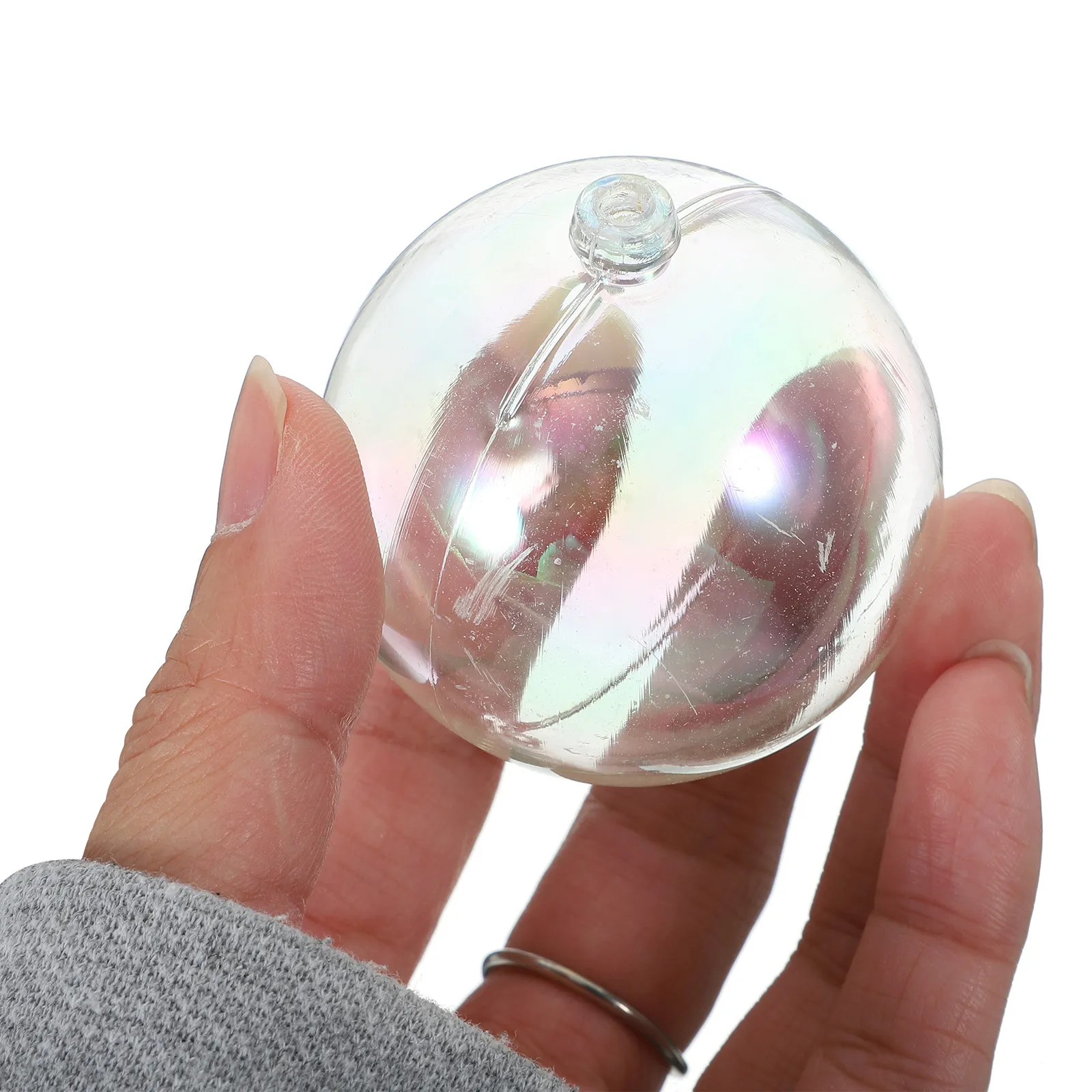 20Pcs Vibrant Transparent Christmas Ball Ornaments Glitter Rainbow Bubble Design Lightweight Hanging Pendants for Tree Door