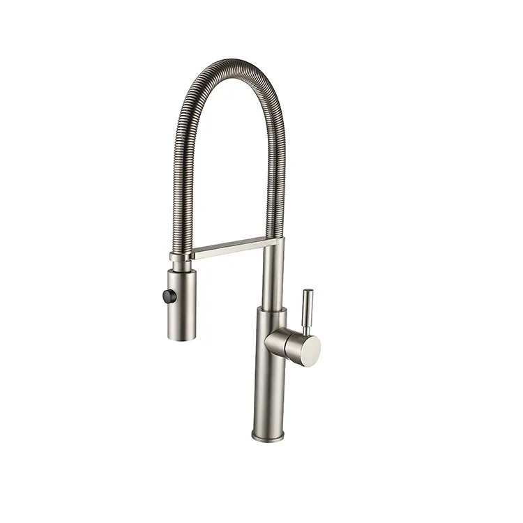

Kitchen high-bending spring pull-out double water outlet, rotatable pull-out dishwashing basin sink faucet