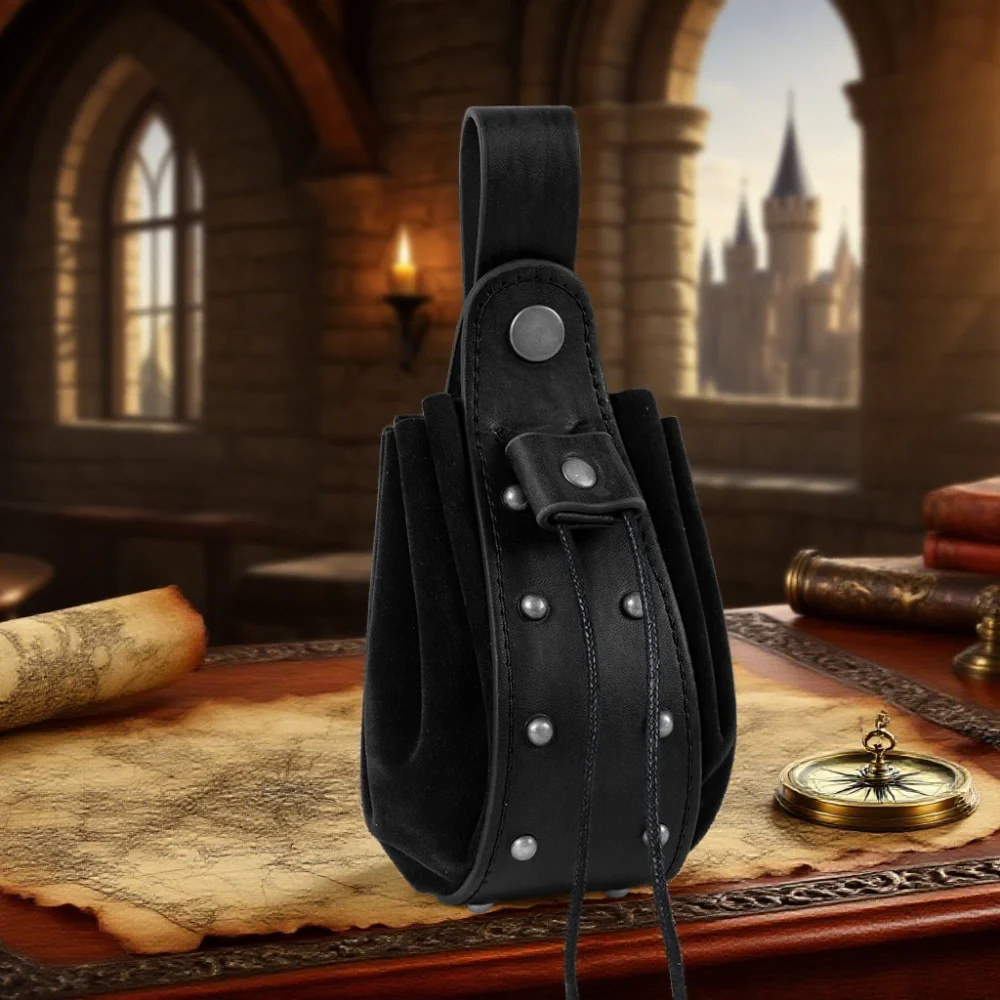 

Средневековый чехол из искусственной кожи с завязками викингов, винтажный кошелек для монет в стиле Ренессанс, сумка для игральных костей для LARP Halloween Ren Faire