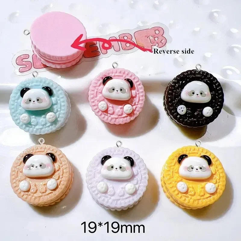 10Pcs Cute Panda Cookie Resin Charms Tiny Simulation Food Pendants For DIY Earrings Necklaces Keychain Bag Phone Decor