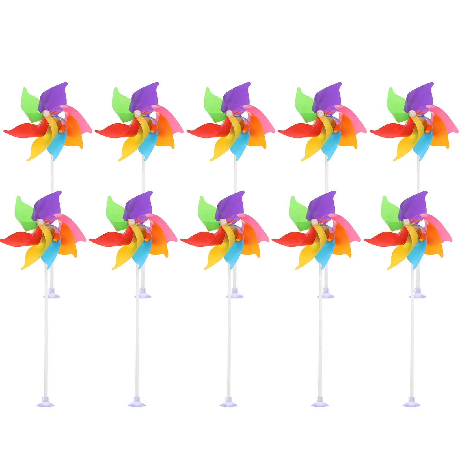 

10 Pcs Colorful Windmill Windmill Decor Desk Decorations 18cm Seven Blades Hollow Rod Suction Cup Garden Party Classroom