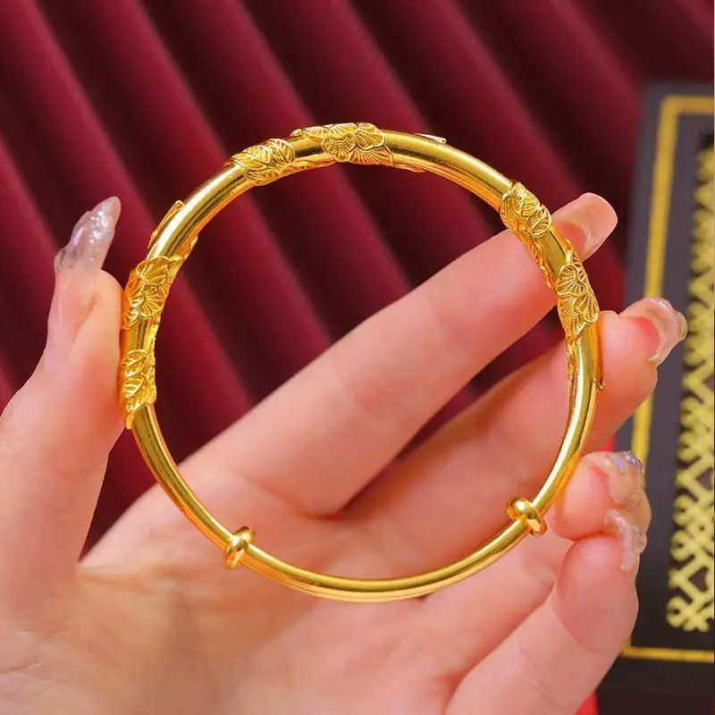 

S925 silver New Floral Brocade Bracelet Non fading Gold Plated Bracelet Versatile Retro party Women's Live Mom's Gift