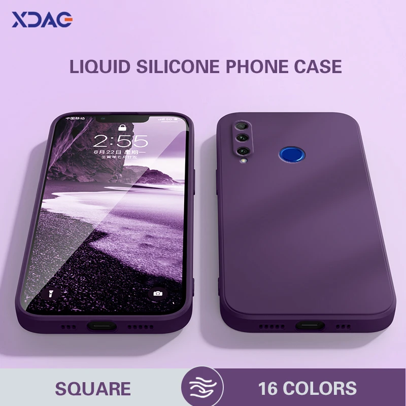 

Dual Layer Internal Flocking Phone Case for Honor 20i Original Square Liquid Silicone Soft Luxury Back Cover Funda Coque Housing