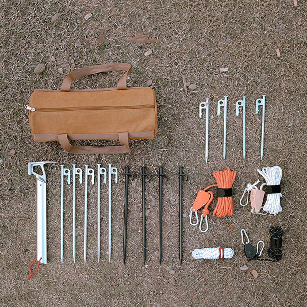 في الهواء الطلق حمل حقيبة أدوات التخييم المنظم حقيبة الأرض مسمار الحقيبة سعة كبيرة حقيبة يد المحمولة خيمة الوتد أدوات أكياس التخزين #4