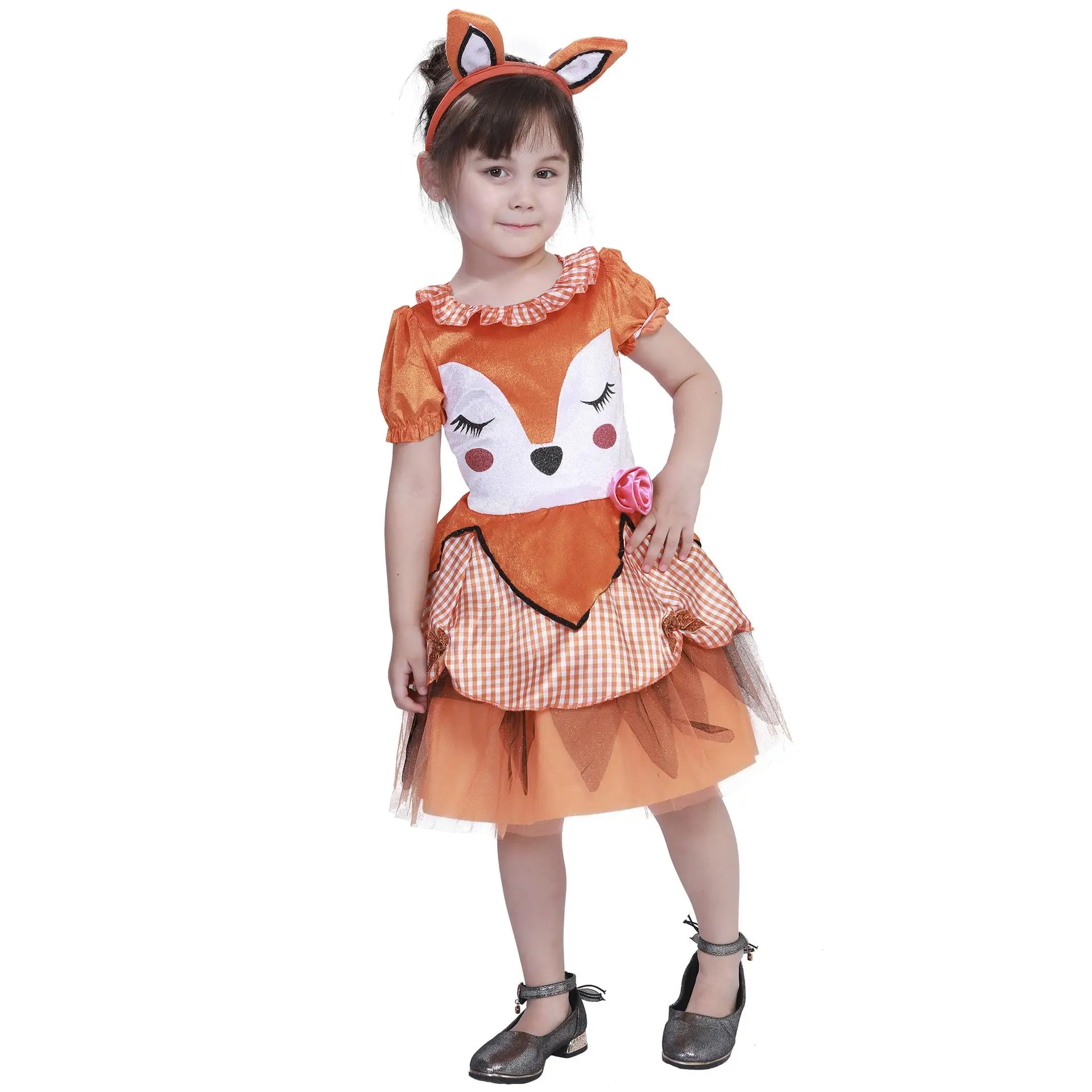 Fsia de loween de Raposa Adorável para Crianças, Conjunto de Performance, Fsia Tradicional Chinesa em Fibra de Pol...