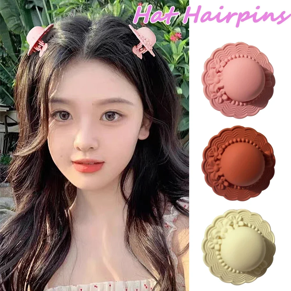 

Sweet Mini Hat Shape Hair Clips Fashion Solid Color Duckbill Hairpins For Women Girls Bangs Sides Barrettes